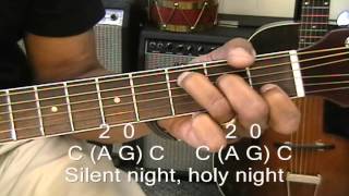 How To Play SILENT NIGHT On Guitar With 3 Chords Chord Melody Lesson Christmas EricBlackmonGuitar [upl. by Aritak]