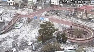 Surveillance camera footage of the 2011 tsunami in Japan [upl. by Assetak]