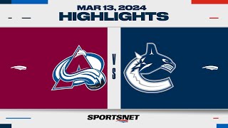 NHL Highlights  Avalanche vs Canucks  March 13 2024 [upl. by Geno]