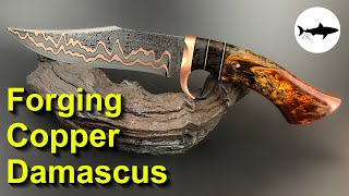 Forging a Copper Damascus Bowie Knife [upl. by Jillie]