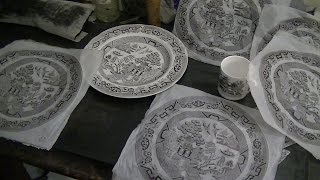 Transfer Printing Demonstration at Spode  Blue amp White Transferware [upl. by Lilybel881]