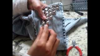 DIY Easy Quick Way To Stud A Denim Jacket [upl. by Vola]