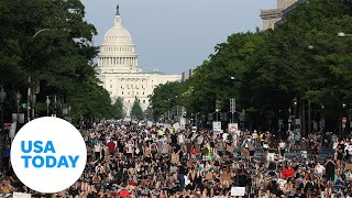 Large demonstrations across country anchor weekend of protests  USA TODAY [upl. by Analos]