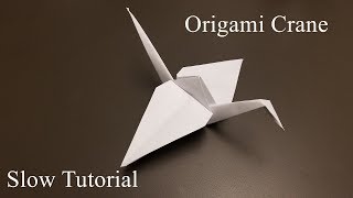 Origami Crane  How to Make the origami Crane  Slow Tutorial [upl. by Ahsaercal]