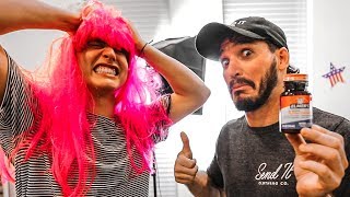 SUPERGLUED PINK WIG TO HEAD PRANK Will NOT come off [upl. by Sven]