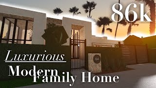 Luxurious 86k Modern Family Home  No Advanced Placement  Bloxburg Speedbuild [upl. by Jerrylee223]