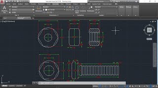 AutoCAD 2D how to draw bolt and nut autoCAD training part1 [upl. by Atsocal]