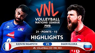 France vs Russia  VNL 2021  Highlights  Earvin Ngapeth vs Egor Kliuka [upl. by Jezabel]