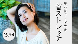 【首こり解消ストレッチ】首の辛いコリを楽にする簡単ストレッチ【3分間】ヨガ マット イケヒコ IKEHIKO [upl. by Nevuer]