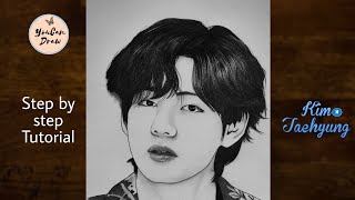 How to draw BTS V step by step  Kim Taehyung Pencil Sketch  Drawing Tutorial  YouCanDraw [upl. by Anifled]