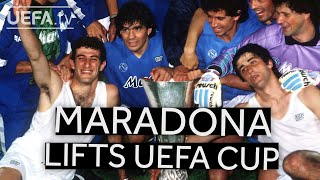 DIEGO MARADONA lifts 89 UEFA Cup [upl. by Amr]