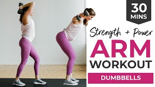 30Minute Arm Workout with Dumbbells Upper Body Strength  Cardio [upl. by Aldis]