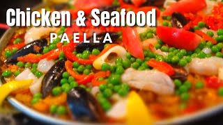 CHICKEN AND SEAFOOD PAELLA RECIPE [upl. by Dorcy49]