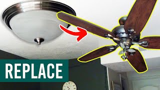 How to Replace a Light with a Ceiling Fan Install a Ceiling Fan  Step by Step [upl. by Winona259]