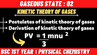 Kinetic Theory Of Gases  Kinetic Gas Equation  Gaseous state  Bsc 1st year physical chemistry [upl. by Chrysa]