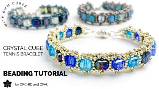 Crystal Cube Tennis Bracelet Beading Tutorial  6mm [upl. by Hersh]