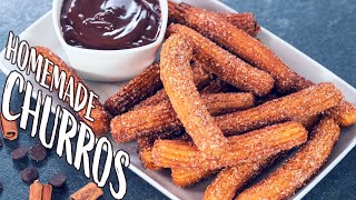 Homemade Eggless Churros with Chocolate Dipping Sauce [upl. by Hemminger]