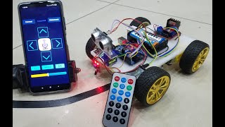 4in1 Line FollowerObstacle AvoidingIR Remote Control and Android Application Control Robot [upl. by Arimaj]