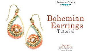 Bohemian Earrings  DIY Jewelry Making Tutorial by PotomacBeads [upl. by Hluchy]