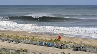 Huge Waves at Rockaway Beach NY 10th October 2019  Surf Cam Playback [upl. by Saltsman]