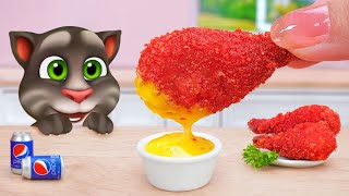 My Talking Tom Save Me 🤗 Miniature Cheetos Fried Chicken Thigh 💗 Unique Recipe by Tina Mini Cooking [upl. by Goldberg224]