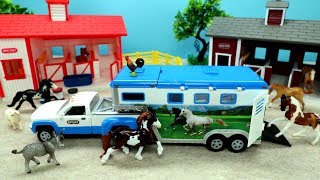 Horse Barn Stable Breyer Playset and Farm Animals Toys For Kids  Learn Animal Names [upl. by Aliled]