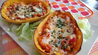 Courge Spaghetti Farcie  Spaghetti Squash Boat [upl. by Nnawtna]