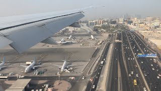 Landing at dxb Dubai airport by Emirates airline B 777300ER 2021 [upl. by Nance777]