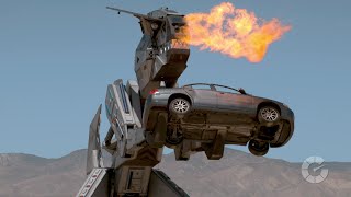 This FireBreathing Robot Dinosaur Absolutely Eradicates Cars  CarBoom [upl. by Sayers]