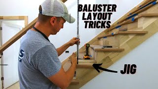 How to Layout Iron Baluster Spacing on Staircase  Wood Tread amp Handrail Spindle Layout [upl. by Zebulon374]