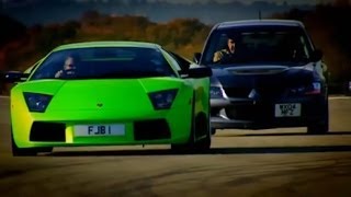 Evo vs Lamborghini Part 1  Top Gear  BBC [upl. by Alegna555]