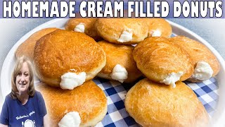 Homemade CREAM FILLED DONUTS Recipe  How to Make DONUTS  Best Cream Filling [upl. by Flowers]