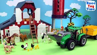 New Playmobil Red Barn with Silo Playset Build and Play plus Farm Animals Toys For Kids [upl. by Llednav]