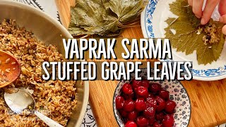 Turkish Stuffed Grape Leaves Yaprak Sarma  Dolma  Vegan Recipe [upl. by Dnalyram109]