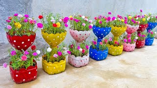 Ideas to recycle plastic bottles to make beautiful twotiered flower pots [upl. by Atihcnoc]