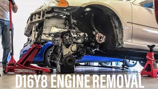 CIVIC ENGINE REMOVAL  D16Y8 out [upl. by Akinas]