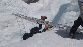 Everest Crevasse Fall amp Emergency Rescue [upl. by Ajnot485]