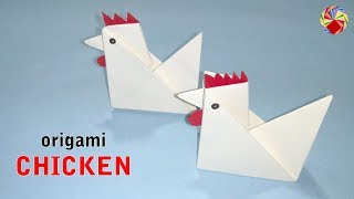 Origami Chicken  How to Fold simple Paper Chicken  Easy Tutorial  Origami Arts [upl. by Cul]