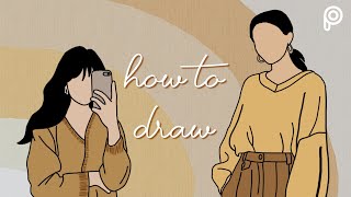 How to draw cartoon portrait  Picsart Tutorial [upl. by Krucik]