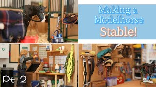 Making a Model Horse Stable Part 2  Miniature Schleich Barn Tutorial [upl. by Losse483]