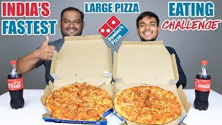 2 X LARGE DOMINOS PIZZA EATING CHALLENGE  Dominos Large Pizza Eating Competition  Food Challenge [upl. by Aztinaj605]