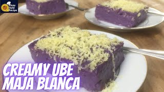 CREAMY UBE MAJA BLANCA  UBE DE MAJA with CHEESE TOPPING  Pinoy Style Recipe [upl. by Aneladgam]