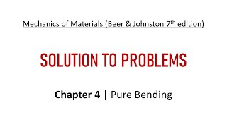 Chapter 4  Solution to Problems  Pure Bending  Mechanics of Materials [upl. by Carolle]