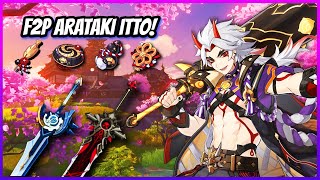 Arataki Itto Build F2P Level 90  Genshin Impact [upl. by Assiled381]