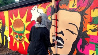 Paint a HUGE Mural  How in 5 Easy Steps Mural Tutorial [upl. by Rockie981]