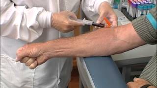 How to perform a venipuncture using a syringe [upl. by Irbmac79]