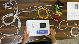 How to use ECG machine Contec 3 channel ECG CMS300GA setup and installation with all settings [upl. by Aissatsan]