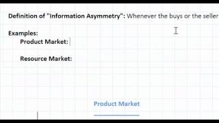 Asymmetric Information as a Market Failure  part 1 [upl. by Acinorej]