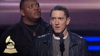 Eminem accepting the GRAMMY for Best Rap Album at the 53rd GRAMMY Awards  GRAMMYs [upl. by Jemimah864]