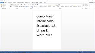 Como Poner Interlineado Espaciado 15 Líneas En Word 2013 [upl. by Nnair]